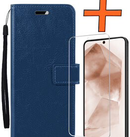 Nomfy Nomfy Samsung Galaxy A55 Hoesje Bookcase Met Screenprotector - Donkerblauw