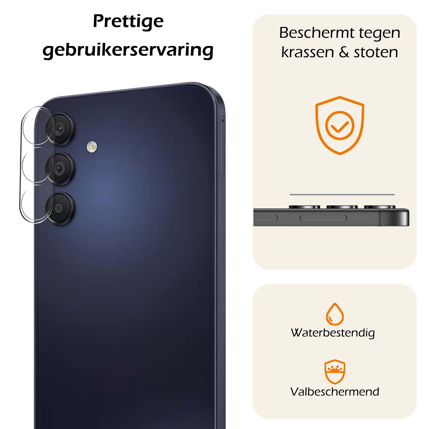 Nomfy Screenprotector Geschikt voor Samsung A55 Camera Screen Protector Beschermglas - Screenprotector Geschikt voor Samsung Galaxy A55 Camera Screenprotector Tempered Glass - 3 PACK