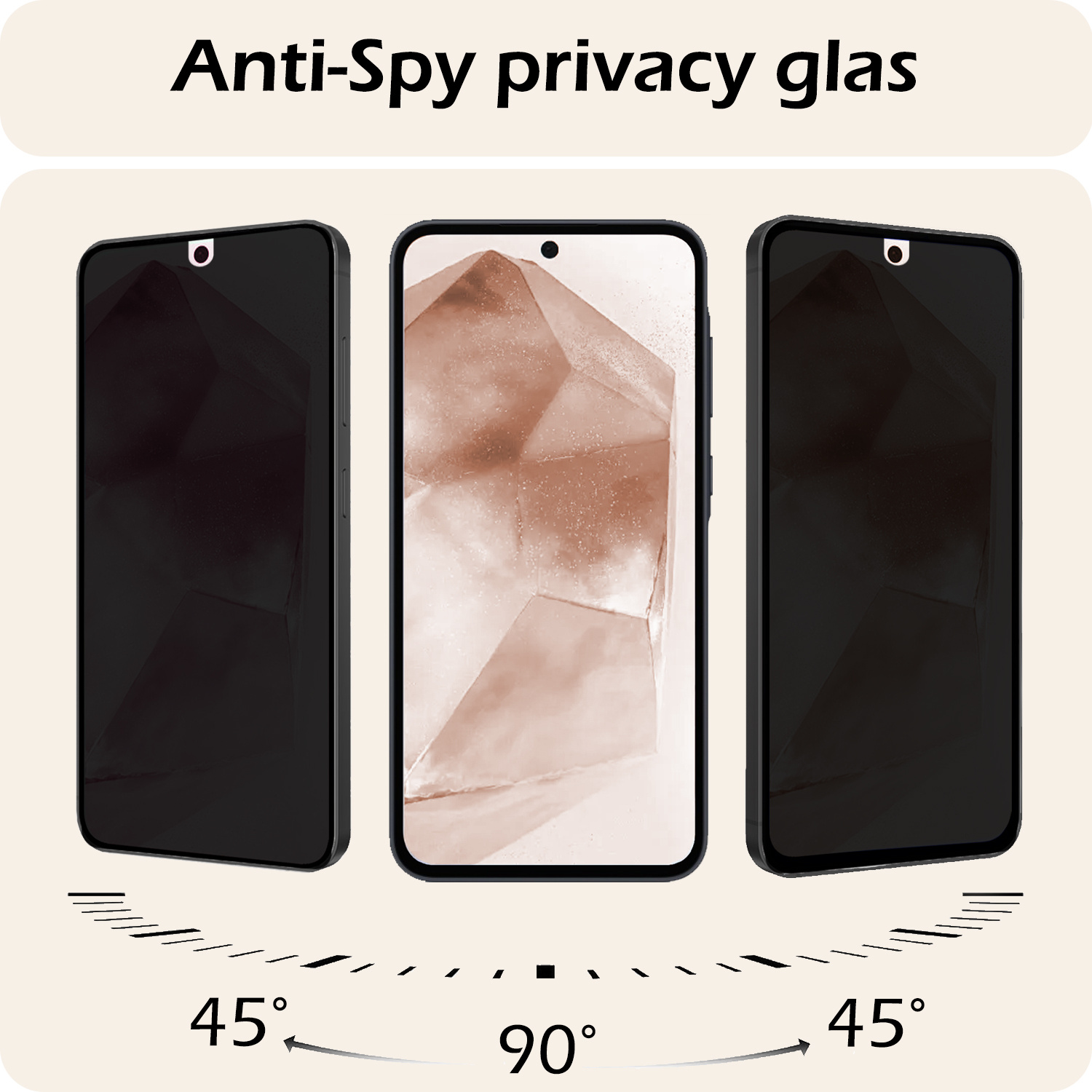 Nomfy Screenprotector Geschikt voor Samsung A55 Screenprotector Privacy Bescherm Glas - Screenprotector Geschikt voor Samsung Galaxy A55 Privacy Screenprotector Tempered Glass - 3 PACK