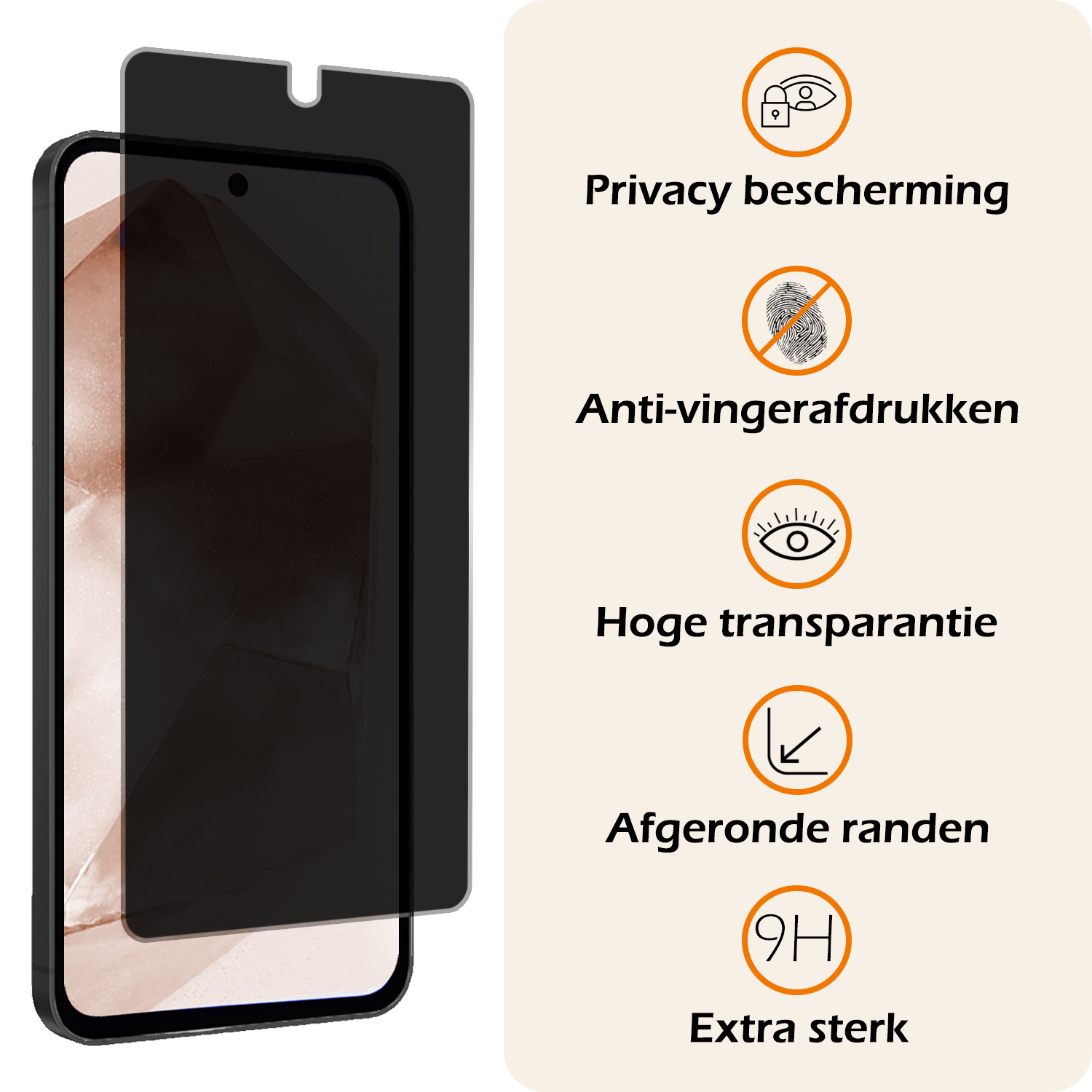 Nomfy Screenprotector Geschikt voor Samsung A55 Screenprotector Privacy Bescherm Glas - Screenprotector Geschikt voor Samsung Galaxy A55 Privacy Screenprotector Tempered Glass - 2 PACK