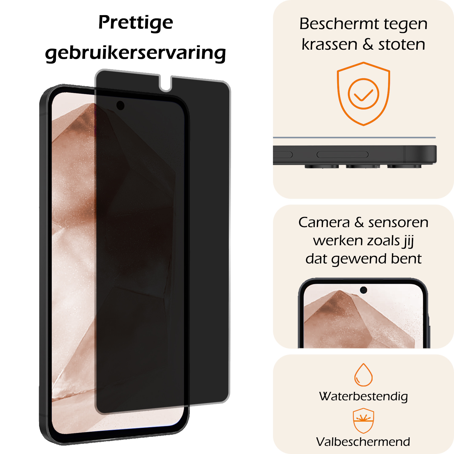 Nomfy Screenprotector Geschikt voor Samsung A55 Screenprotector Privacy Bescherm Glas - Screenprotector Geschikt voor Samsung Galaxy A55 Privacy Screenprotector Tempered Glass - 2 PACK