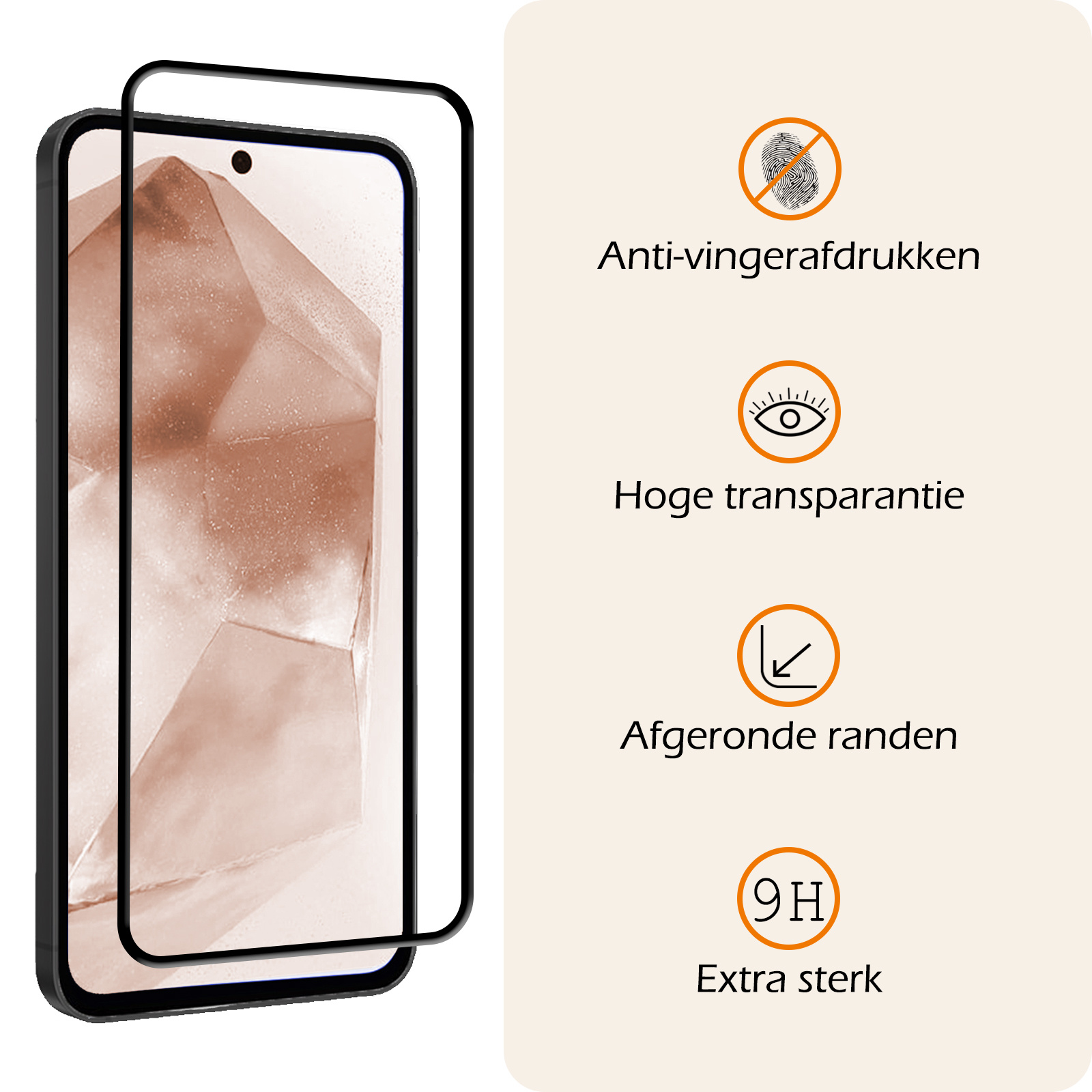 Nomfy Screenprotector Geschikt voor Samsung A55 Screenprotector Bescherm Glas - Screenprotector Geschikt voor Samsung Galaxy A55 Screen Protector Tempered Glass Full Screen Full Cover - 2 PACK