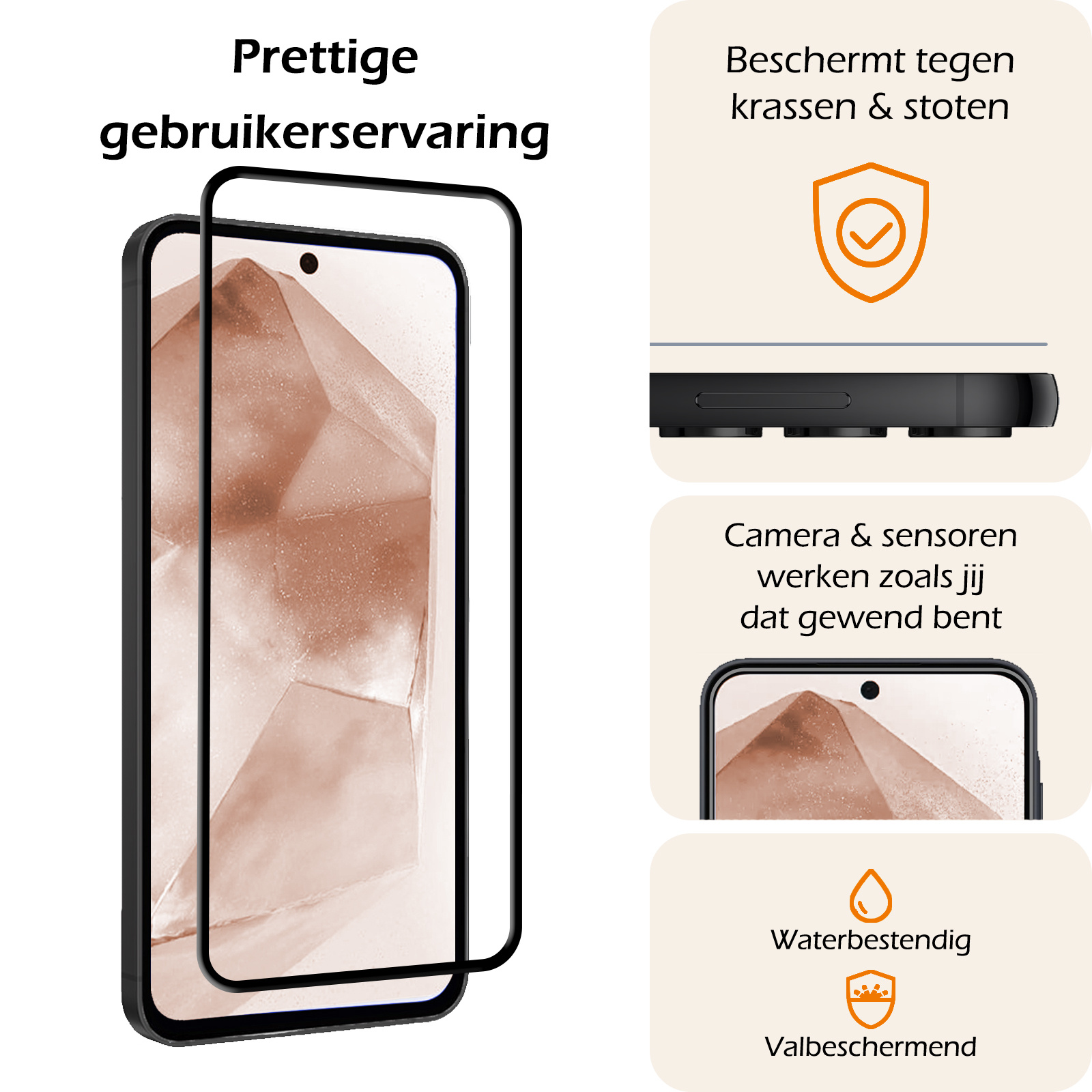 Nomfy Screenprotector Geschikt voor Samsung A55 Screenprotector Bescherm Glas - Screenprotector Geschikt voor Samsung Galaxy A55 Screen Protector Tempered Glass Full Screen Full Cover - 2 PACK
