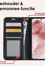 NoXx Hoes Geschikt voor Samsung A55 Hoesje Book Case Hoes Flip Cover Wallet Bookcase Met 2x Screenprotector - Zwart
