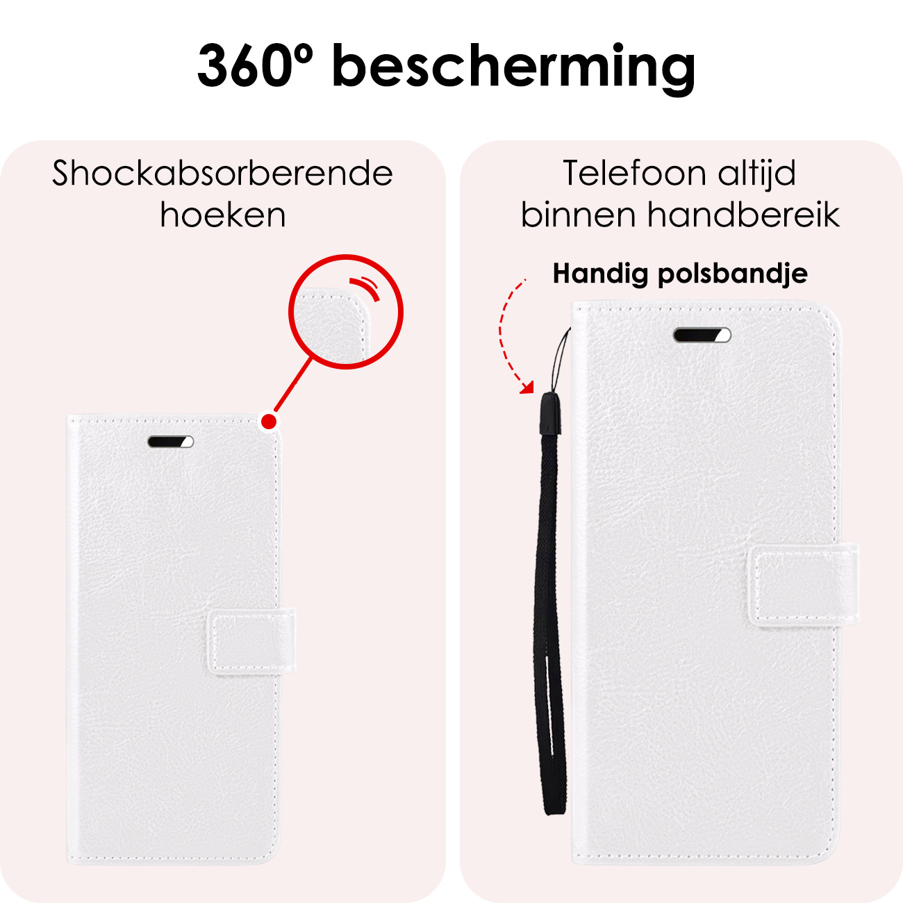 NoXx Hoes Geschikt voor Samsung A55 Hoesje Book Case Hoes Flip Cover Wallet Bookcase Met 2x Screenprotector - Wit