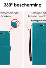 NoXx Hoes Geschikt voor Samsung A55 Hoesje Book Case Hoes Flip Cover Wallet Bookcase Met 2x Screenprotector - Turquoise