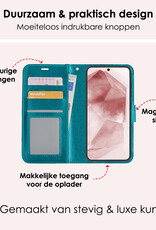 NoXx Hoes Geschikt voor Samsung A55 Hoesje Book Case Hoes Flip Cover Wallet Bookcase Met 2x Screenprotector - Turquoise