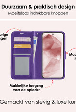 NoXx Hoes Geschikt voor Samsung A55 Hoesje Book Case Hoes Flip Cover Wallet Bookcase Met 2x Screenprotector - Paars