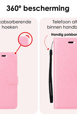 NoXx Hoes Geschikt voor Samsung A55 Hoesje Book Case Hoes Flip Cover Wallet Bookcase Met 2x Screenprotector - Lichtroze
