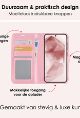 NoXx Hoes Geschikt voor Samsung A55 Hoesje Book Case Hoes Flip Cover Wallet Bookcase Met 2x Screenprotector - Lichtroze