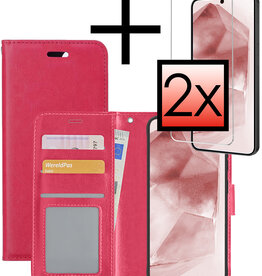NoXx NoXx Samsung Galaxy A55 Hoesje Bookcase Met 2x Screenprotector - Donkerroze