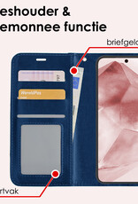 NoXx Hoes Geschikt voor Samsung A55 Hoesje Book Case Hoes Flip Cover Wallet Bookcase Met 2x Screenprotector - Donkerblauw