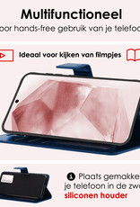 NoXx Hoes Geschikt voor Samsung A55 Hoesje Book Case Hoes Flip Cover Wallet Bookcase Met 2x Screenprotector - Donkerblauw