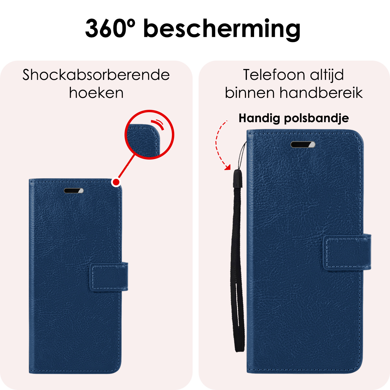 NoXx Hoes Geschikt voor Samsung A55 Hoesje Book Case Hoes Flip Cover Wallet Bookcase Met 2x Screenprotector - Donkerblauw