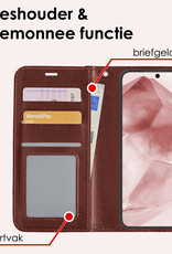 NoXx Hoes Geschikt voor Samsung A55 Hoesje Book Case Hoes Flip Cover Wallet Bookcase Met 2x Screenprotector - Bruin