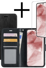 NoXx Hoes Geschikt voor Samsung A55 Hoesje Book Case Hoes Flip Cover Wallet Bookcase Met Screenprotector - Zwart