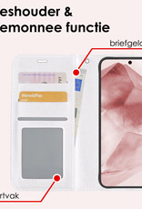 NoXx Hoes Geschikt voor Samsung A55 Hoesje Book Case Hoes Flip Cover Wallet Bookcase Met Screenprotector - Wit