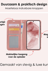 NoXx Hoes Geschikt voor Samsung A55 Hoesje Book Case Hoes Flip Cover Wallet Bookcase Met Screenprotector - Rosé goud