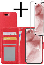 NoXx Hoes Geschikt voor Samsung A55 Hoesje Book Case Hoes Flip Cover Wallet Bookcase Met Screenprotector - Rood