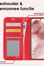 NoXx Hoes Geschikt voor Samsung A55 Hoesje Book Case Hoes Flip Cover Wallet Bookcase Met Screenprotector - Rood