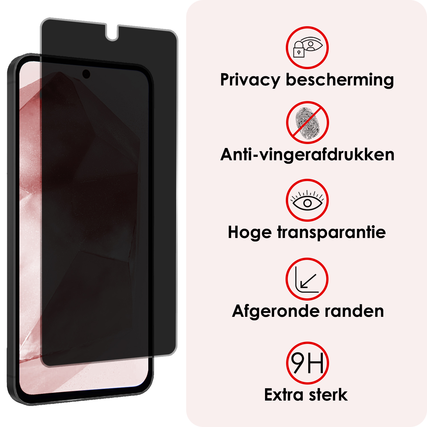 NoXx Screenprotector Geschikt voor Samsung A55 Screenprotector Privacy Tempered Glass Gehard Glas Display Cover - 2x
