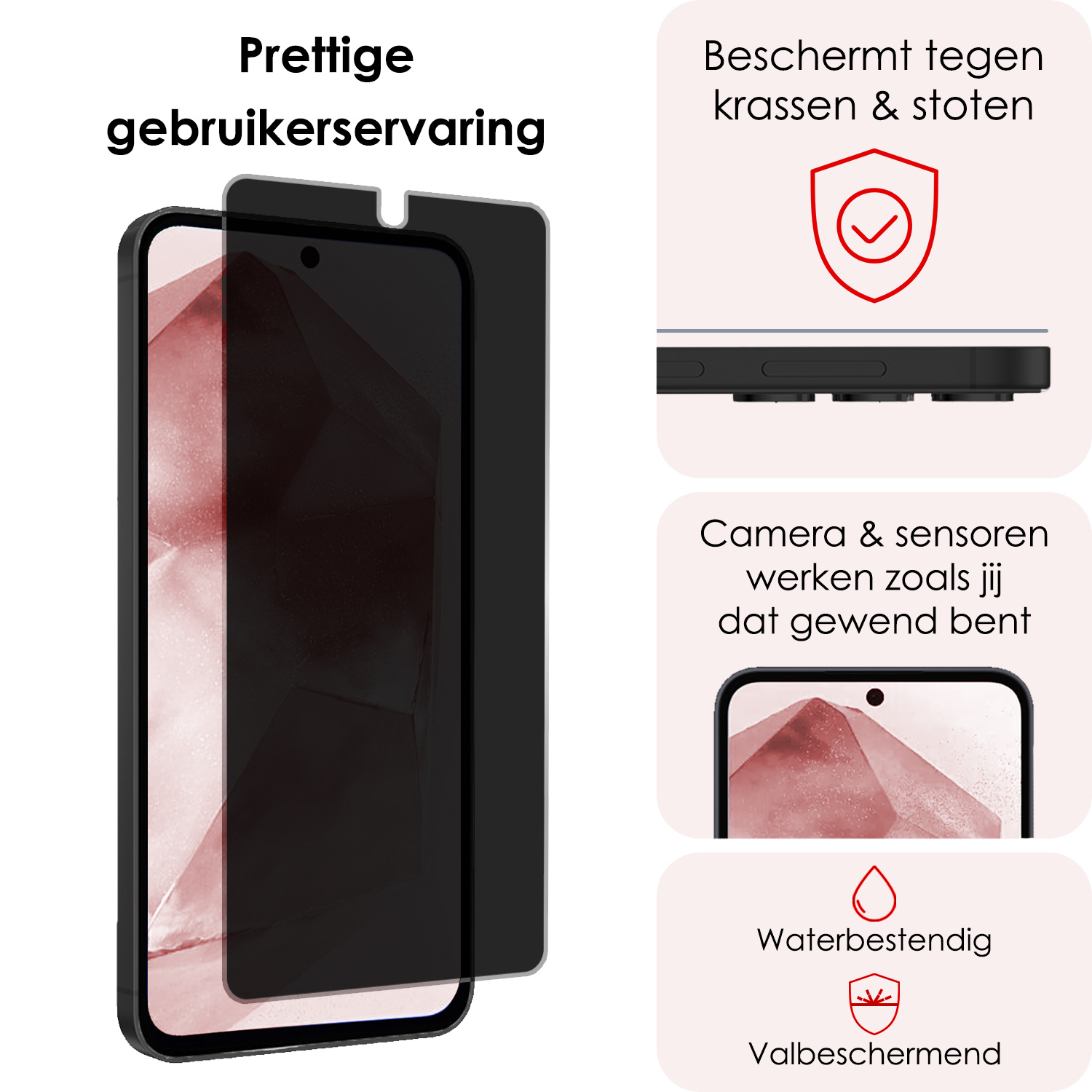 NoXx Screenprotector Geschikt voor Samsung A55 Screenprotector Privacy Tempered Glass Gehard Glas Display Cover - 2x
