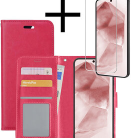 NoXx NoXx Samsung Galaxy A55 Hoesje Bookcase Met Screenprotector - Donkerroze