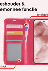 NoXx Hoes Geschikt voor Samsung A55 Hoesje Book Case Hoes Flip Cover Wallet Bookcase Met Screenprotector - Donkerroze