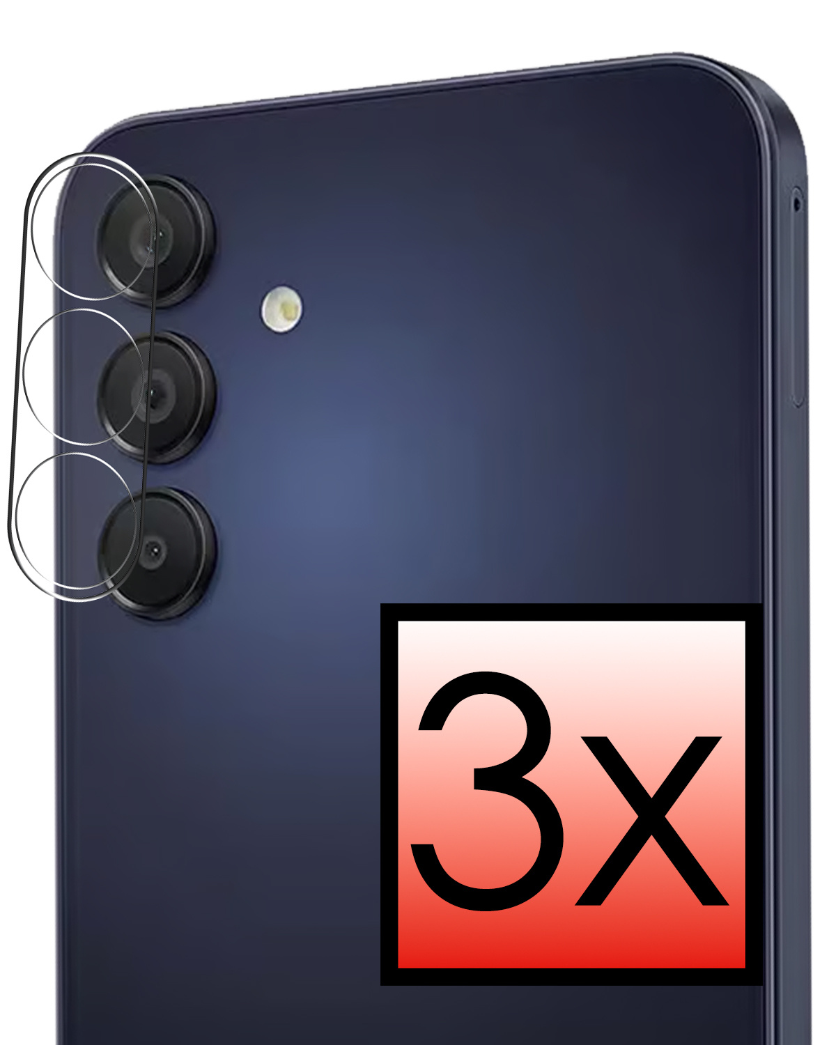 NoXx Screenprotector Geschikt voor Samsung A55 Camera Screenprotector Gehard Glas - Screenprotector Geschikt voor Samsung Galaxy A55 Screenprotector Camera Tempered Glass - 3x