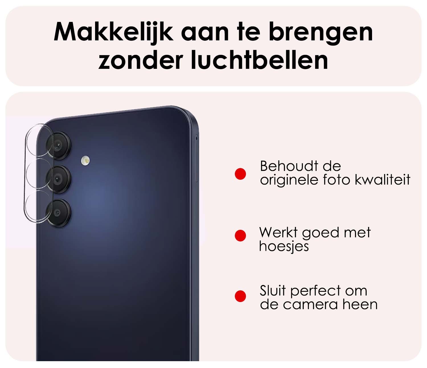 NoXx Screenprotector Geschikt voor Samsung A55 Camera Screenprotector Gehard Glas - Screenprotector Geschikt voor Samsung Galaxy A55 Screenprotector Camera Tempered Glass - 3x