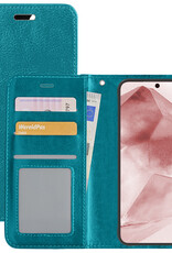 NoXx Hoes Geschikt voor Samsung A55 Hoesje Book Case Hoes Flip Cover Wallet Bookcase - Turquoise