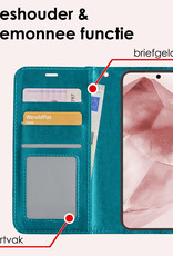 NoXx Hoes Geschikt voor Samsung A55 Hoesje Book Case Hoes Flip Cover Wallet Bookcase - Turquoise