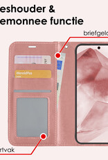 NoXx Hoes Geschikt voor Samsung A55 Hoesje Book Case Hoes Flip Cover Wallet Bookcase - Rosé goud