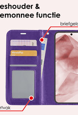 NoXx Hoes Geschikt voor Samsung A55 Hoesje Book Case Hoes Flip Cover Wallet Bookcase - Paars