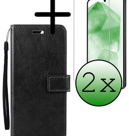 BASEY. BASEY. Samsung Galaxy A55 Hoesje Bookcase Met 2x Screenprotector - Zwart