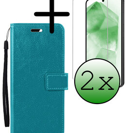 BASEY. BASEY. Samsung Galaxy A55 Hoesje Bookcase Met 2x Screenprotector - Turquoise