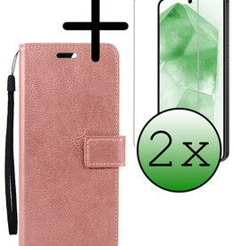 BASEY. BASEY. Samsung Galaxy A55 Hoesje Bookcase Met 2x Screenprotector - Rose Goud