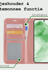 BASEY. Hoes Geschikt voor Samsung A55 Hoesje Bookcase Hoes Flip Case Book Cover Met 2x Screenprotector - Hoesje Geschikt voor Samsung Galaxy A55 Hoes Book Case Hoesje - Rosé goud