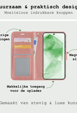BASEY. Hoes Geschikt voor Samsung A55 Hoesje Bookcase Hoes Flip Case Book Cover Met 2x Screenprotector - Hoesje Geschikt voor Samsung Galaxy A55 Hoes Book Case Hoesje - Rosé goud