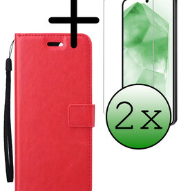 BASEY. BASEY. Samsung Galaxy A55 Hoesje Bookcase Met 2x Screenprotector - Rood
