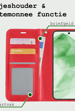 BASEY. Hoes Geschikt voor Samsung A55 Hoesje Bookcase Hoes Flip Case Book Cover Met 2x Screenprotector - Hoesje Geschikt voor Samsung Galaxy A55 Hoes Book Case Hoesje - Rood