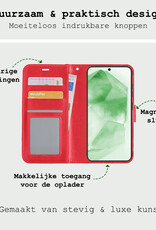 BASEY. Hoes Geschikt voor Samsung A55 Hoesje Bookcase Hoes Flip Case Book Cover Met 2x Screenprotector - Hoesje Geschikt voor Samsung Galaxy A55 Hoes Book Case Hoesje - Rood