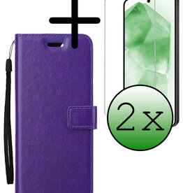 BASEY. BASEY. Samsung Galaxy A55 Hoesje Bookcase Met 2x Screenprotector - Paars