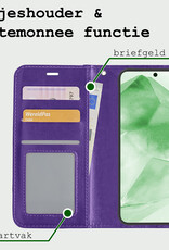 BASEY. Hoes Geschikt voor Samsung A55 Hoesje Bookcase Hoes Flip Case Book Cover Met 2x Screenprotector - Hoesje Geschikt voor Samsung Galaxy A55 Hoes Book Case Hoesje - Paars