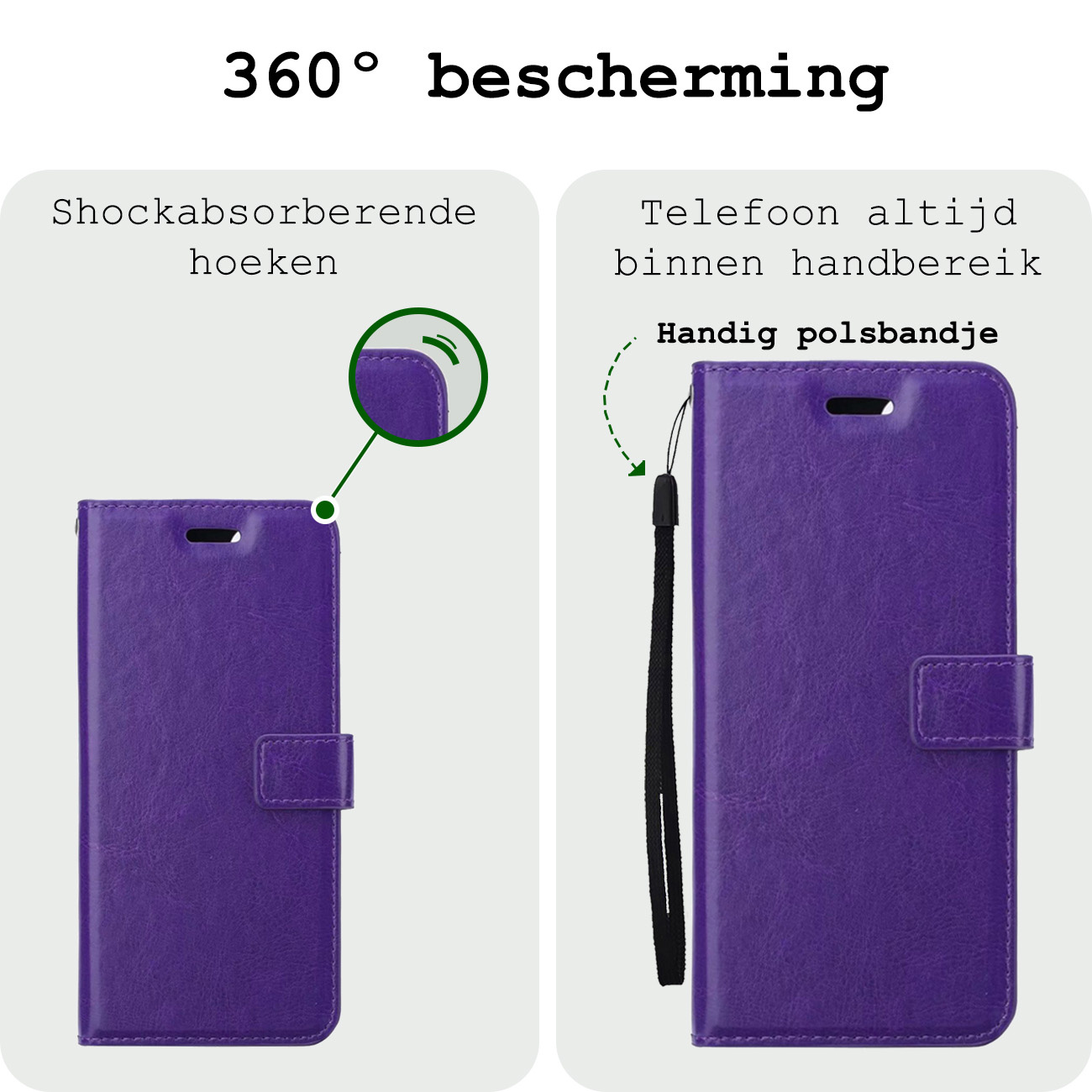 BASEY. Hoes Geschikt voor Samsung A55 Hoesje Bookcase Hoes Flip Case Book Cover Met 2x Screenprotector - Hoesje Geschikt voor Samsung Galaxy A55 Hoes Book Case Hoesje - Paars