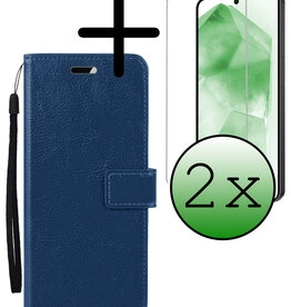 BASEY. BASEY. Samsung Galaxy A55 Hoesje Bookcase Met 2x Screenprotector - Donkerblauw