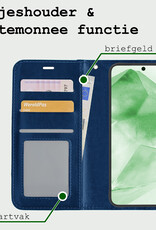 BASEY. Hoes Geschikt voor Samsung A55 Hoesje Bookcase Hoes Flip Case Book Cover Met 2x Screenprotector - Hoesje Geschikt voor Samsung Galaxy A55 Hoes Book Case Hoesje - Donkerblauw