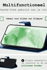 BASEY. Hoes Geschikt voor Samsung A55 Hoesje Bookcase Hoes Flip Case Book Cover Met 2x Screenprotector - Hoesje Geschikt voor Samsung Galaxy A55 Hoes Book Case Hoesje - Donkerblauw