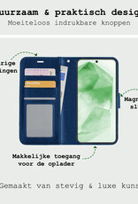 BASEY. Hoes Geschikt voor Samsung A55 Hoesje Bookcase Hoes Flip Case Book Cover Met 2x Screenprotector - Hoesje Geschikt voor Samsung Galaxy A55 Hoes Book Case Hoesje - Donkerblauw