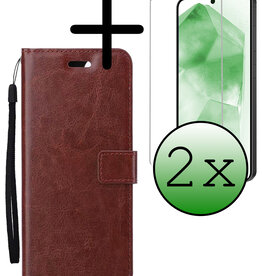 BASEY. BASEY. Samsung Galaxy A55 Hoesje Bookcase Met 2x Screenprotector - Bruin